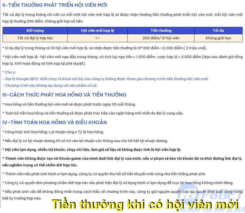 Tiền thưởng khi có hội viên mới